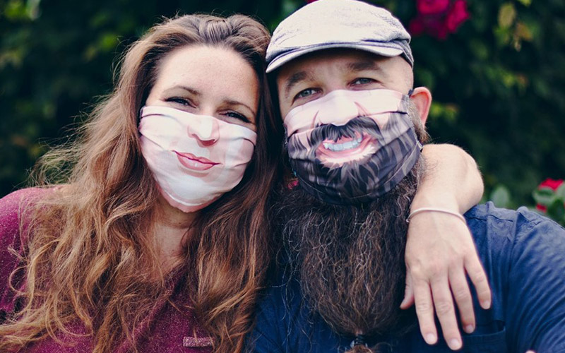 a couple with mask